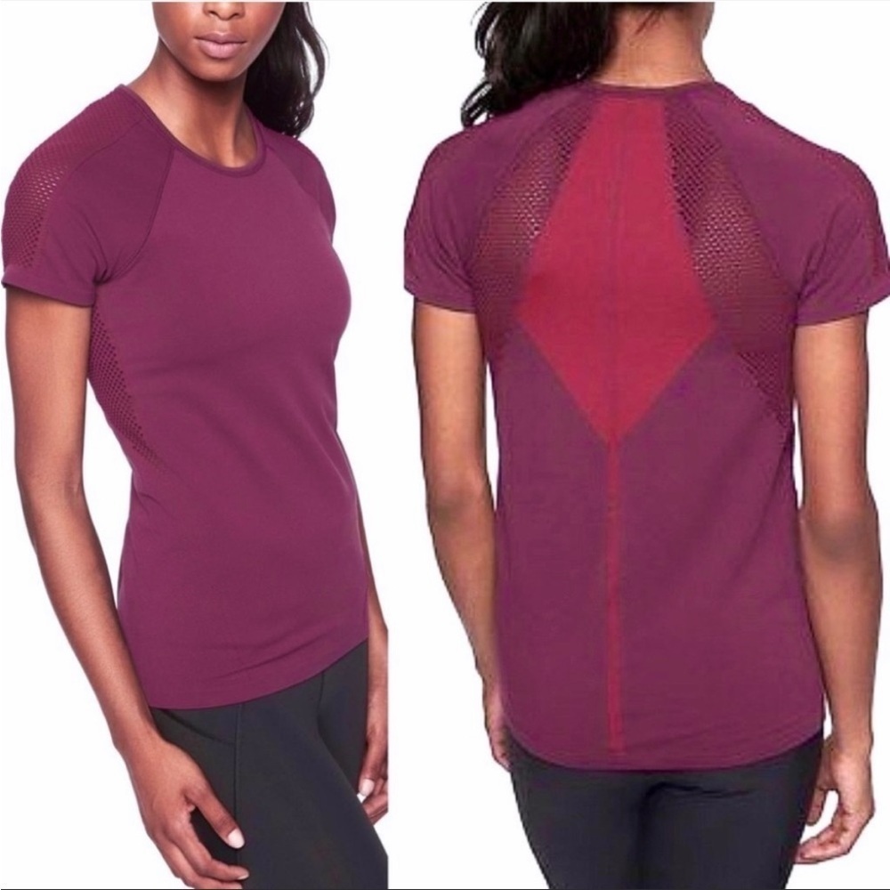 Athleta Caliber Tee Mesh Ribbed Athleisure Sz L